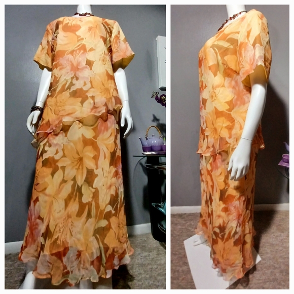 Donna Ricco Dresses & Skirts - 🔥Donna Ricco SILK Floral Maxi Dress Size 22W